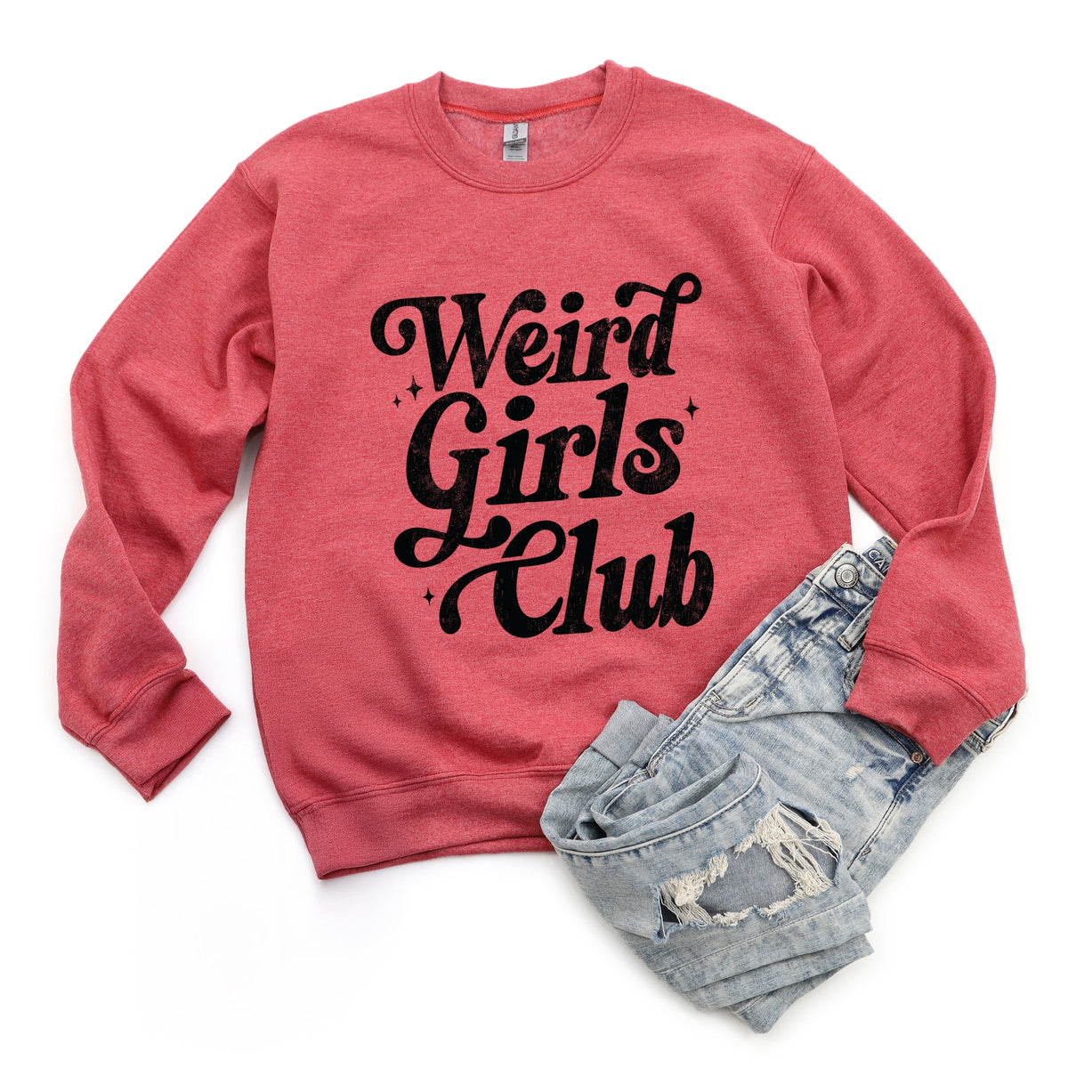 Weird Girls Club Distressed - Women's Graphic Sweatshirt