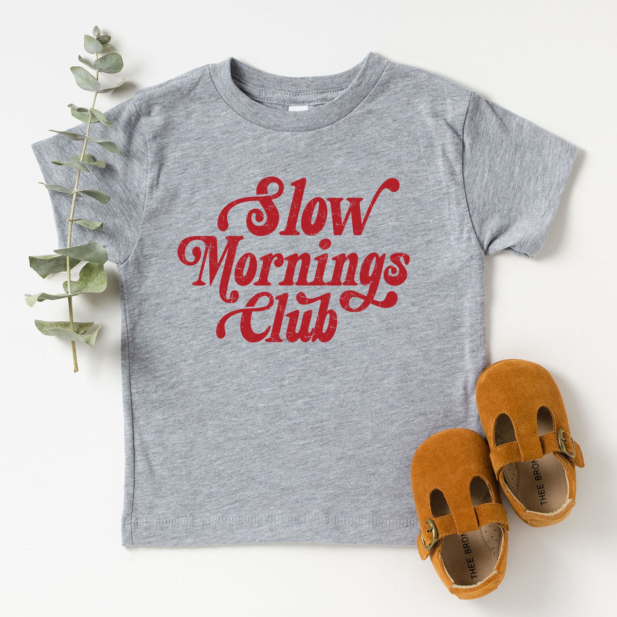 Slow Mornings Club Distressed  - Toddler Short Sleeve Graphic T-Shirt