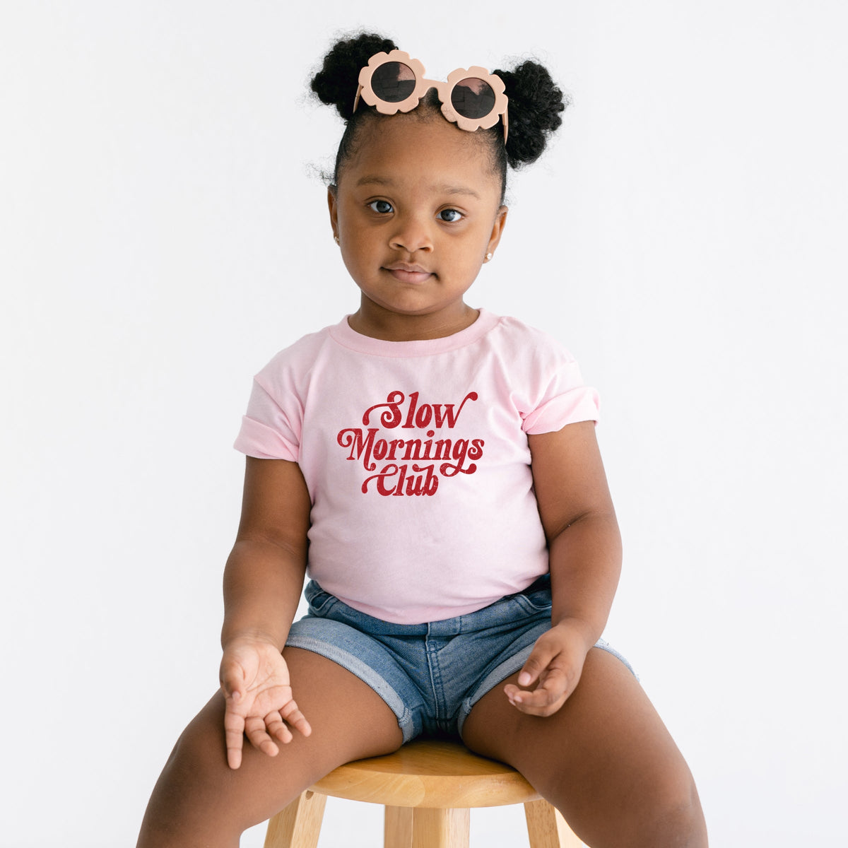 Slow Mornings Club Distressed  - Toddler Short Sleeve Graphic T-Shirt