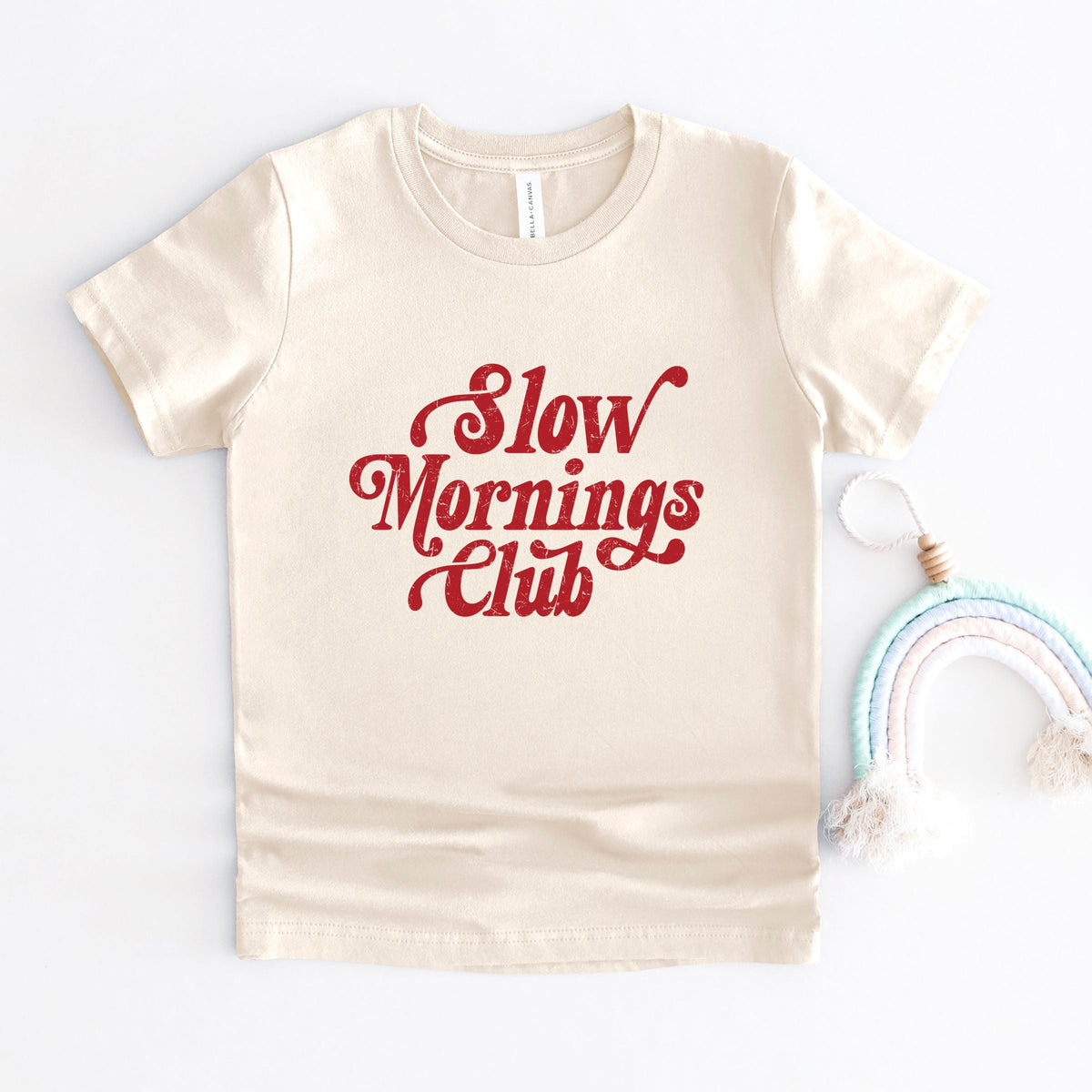 Slow Mornings Club Distressed  - Toddler Short Sleeve Graphic T-Shirt