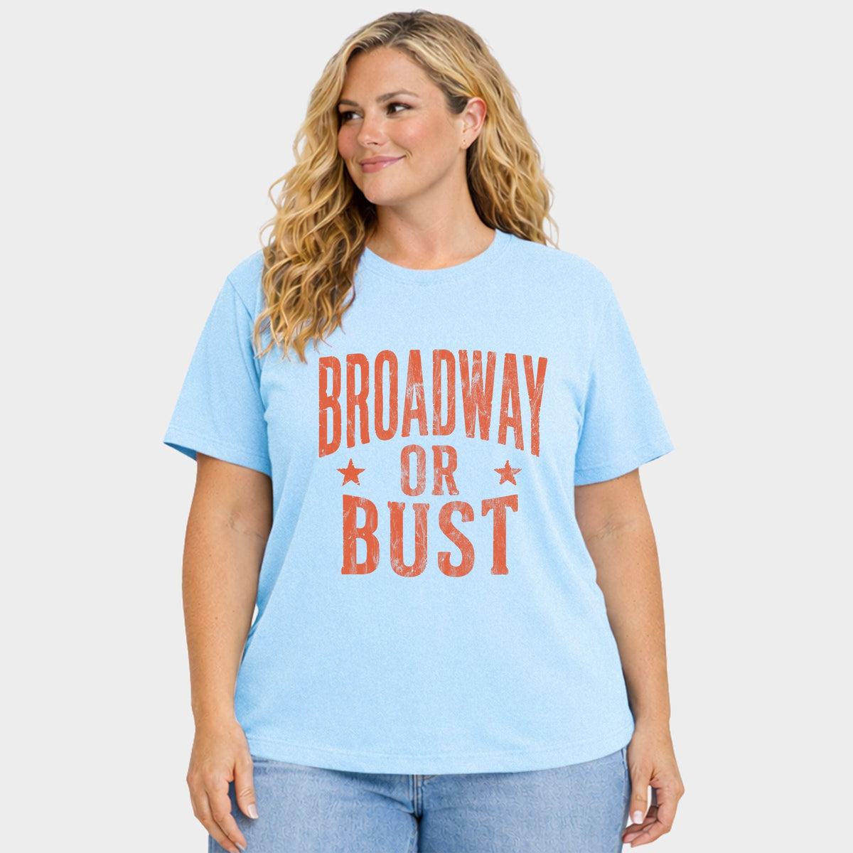 Broadway Or Bust Stars - Women's Plus Garment Dyed Tee