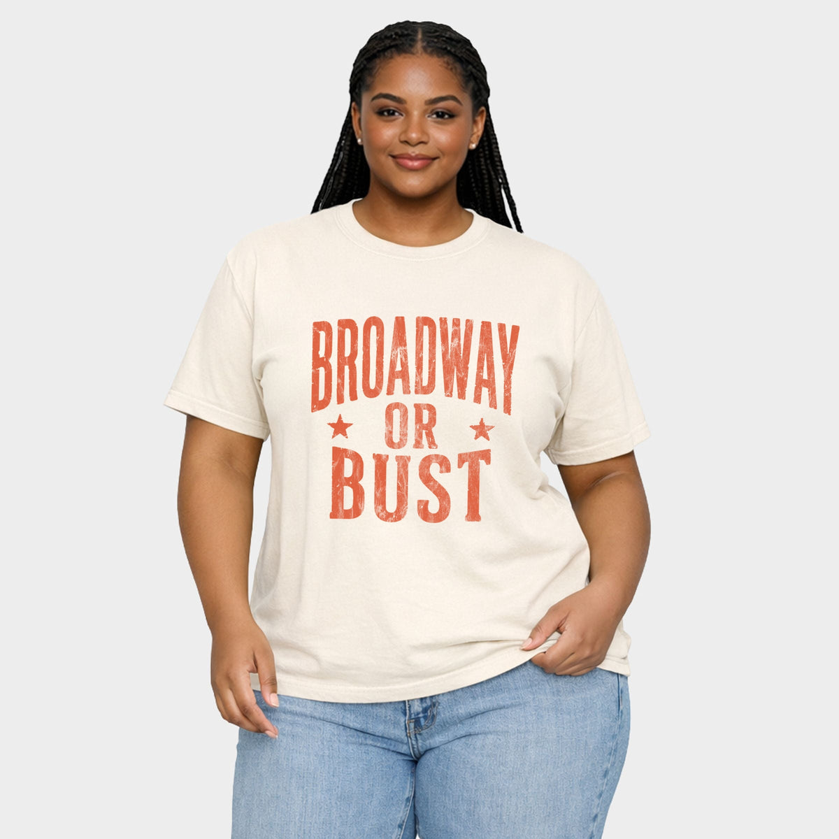 Broadway Or Bust Stars - Women's Plus Garment Dyed Tee