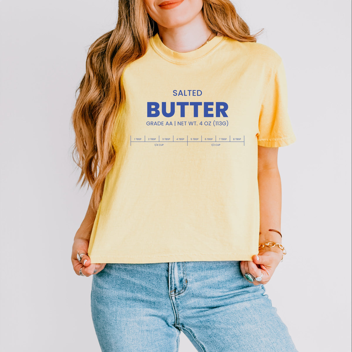 Salted Butter - Women's Boxy Crop Top Graphic T-Shirt