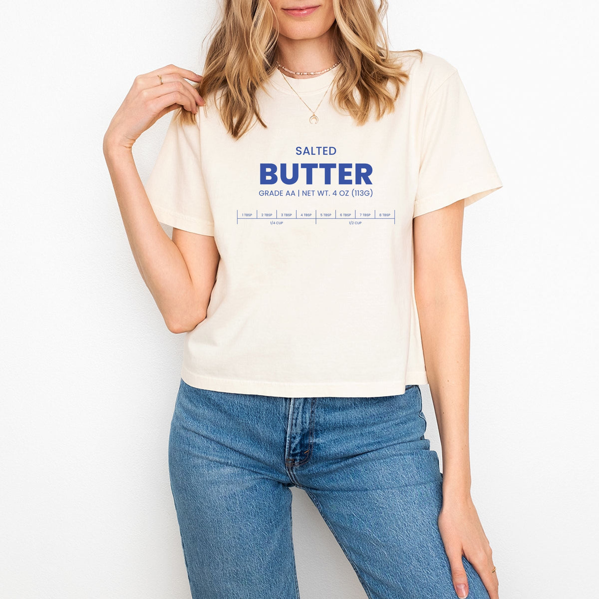 Salted Butter - Women's Boxy Crop Top Graphic T-Shirt