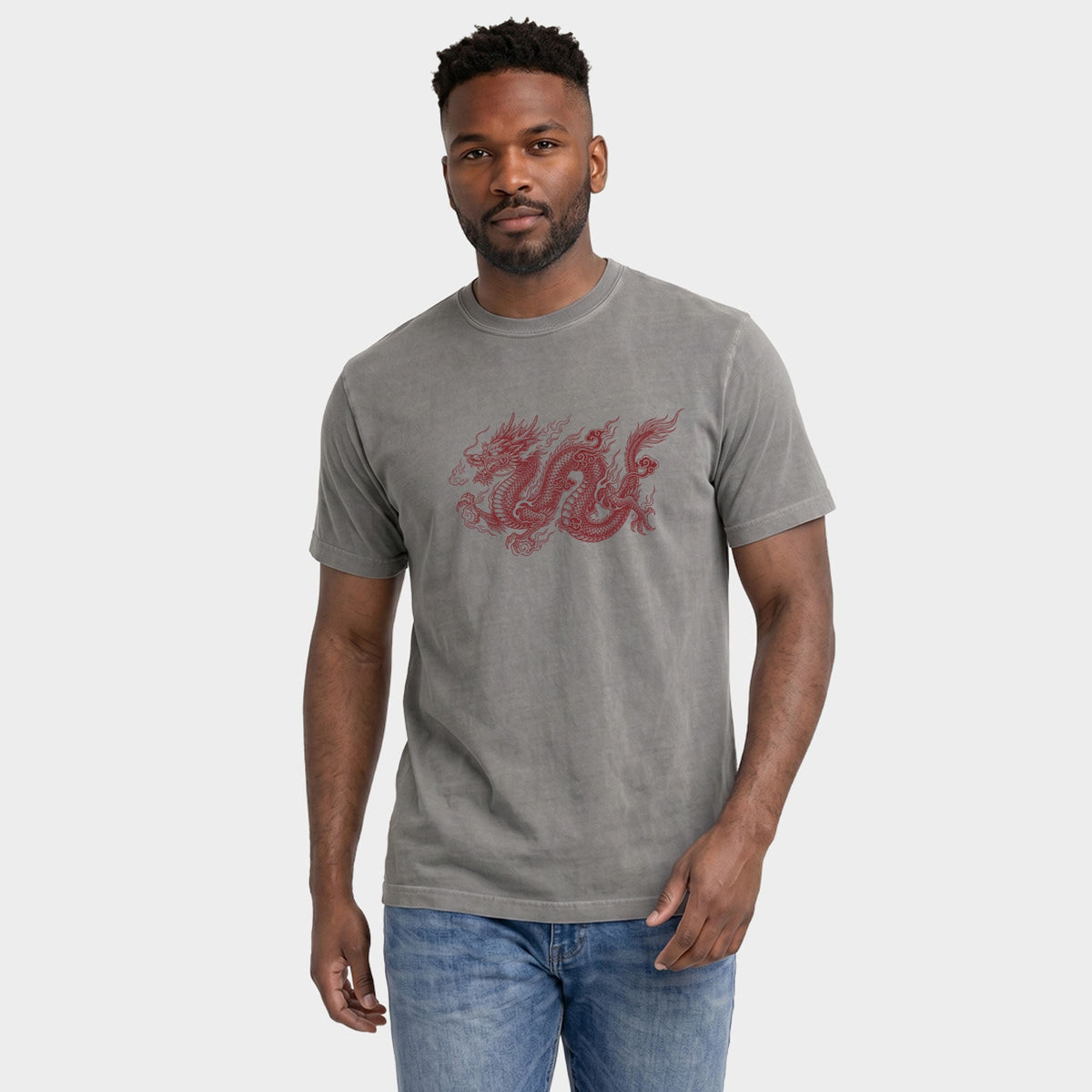 Flaming Dragon - Men's Garment Dyed Graphic T-Shirt