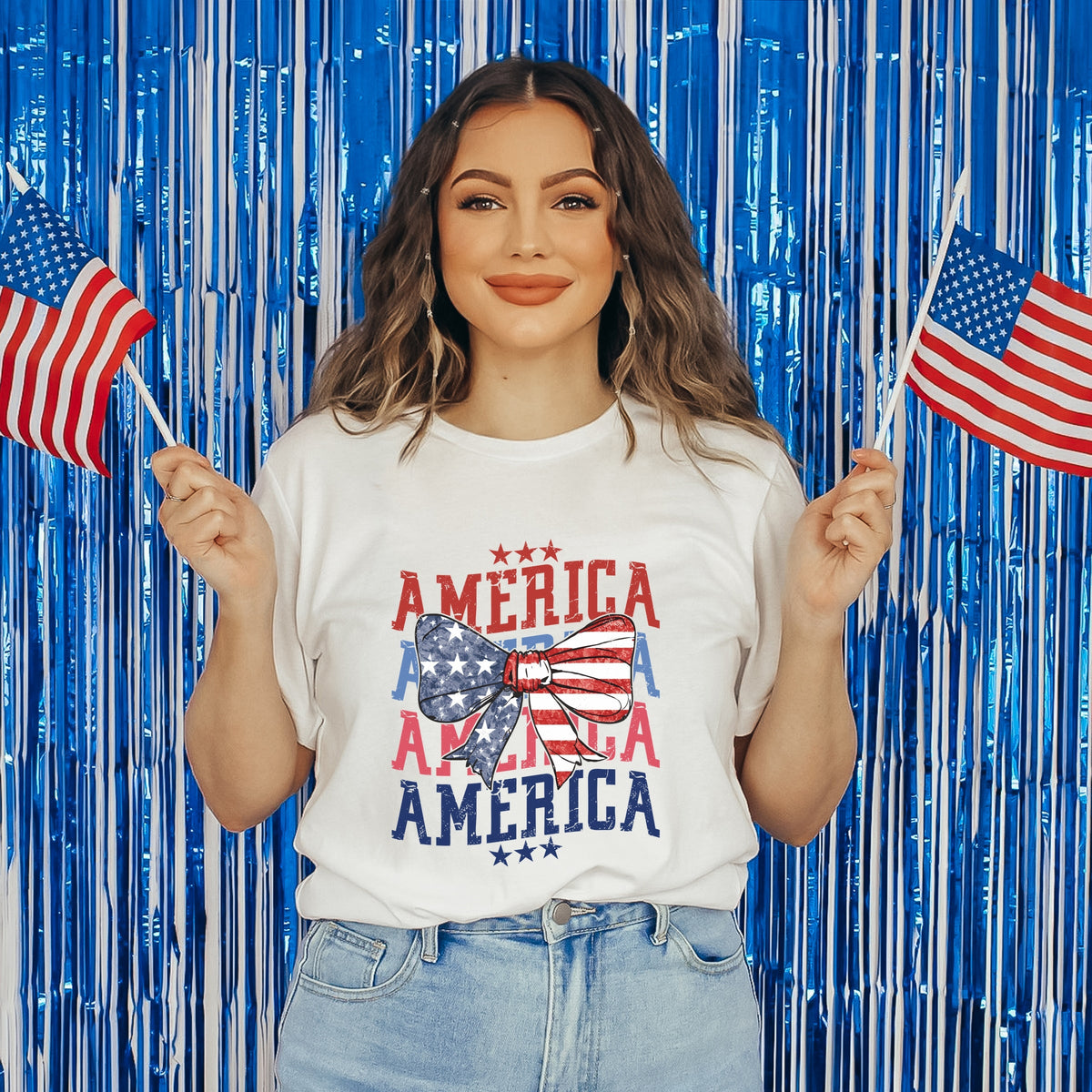 America Coquette Bow - Women's Short Sleeve Graphic T-Shirt