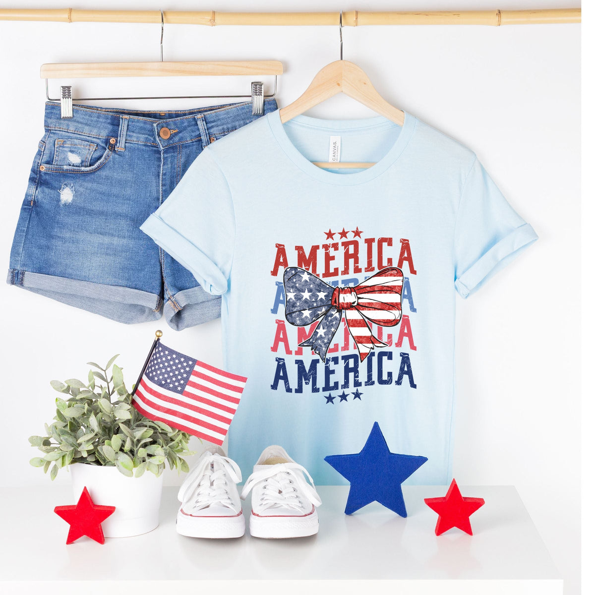 America Coquette Bow - Women's Short Sleeve Graphic T-Shirt