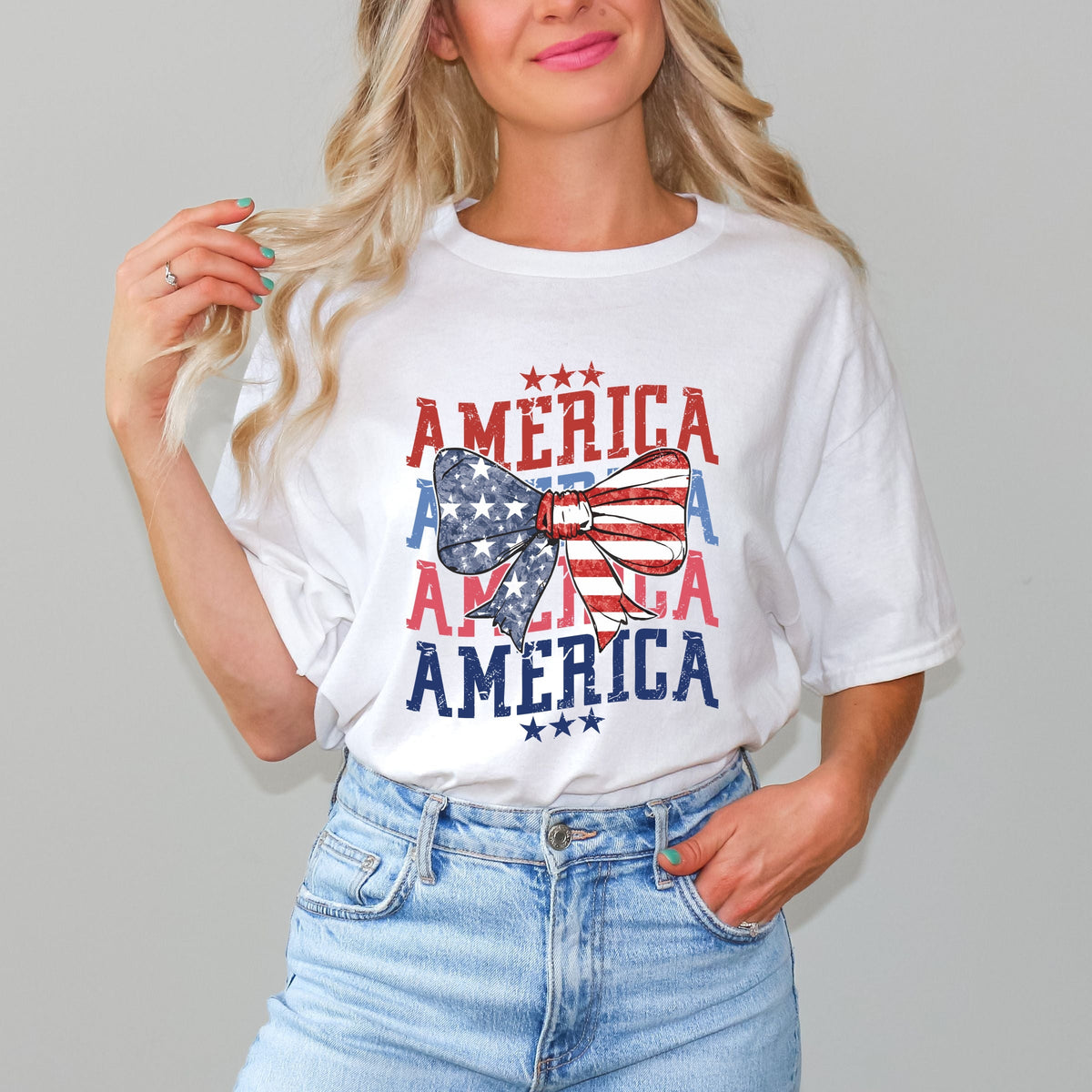 America Coquette Bow - Women's Short Sleeve Graphic T-Shirt