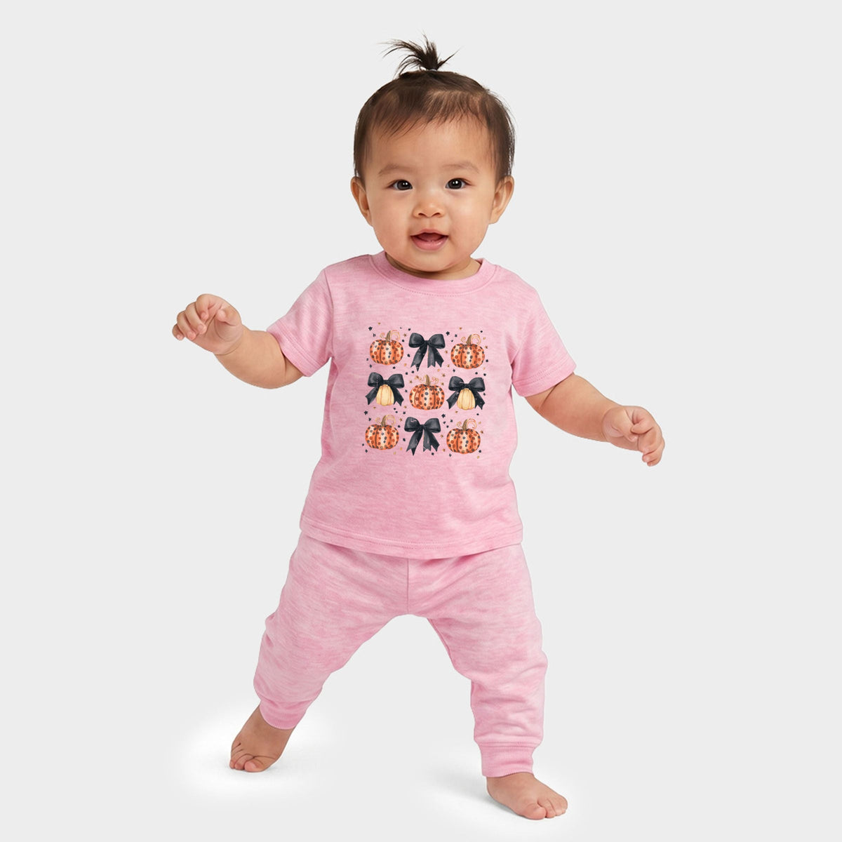 Coquette Black Bow Pumpkin Chart - Infant Jogger Pant Crew Set
