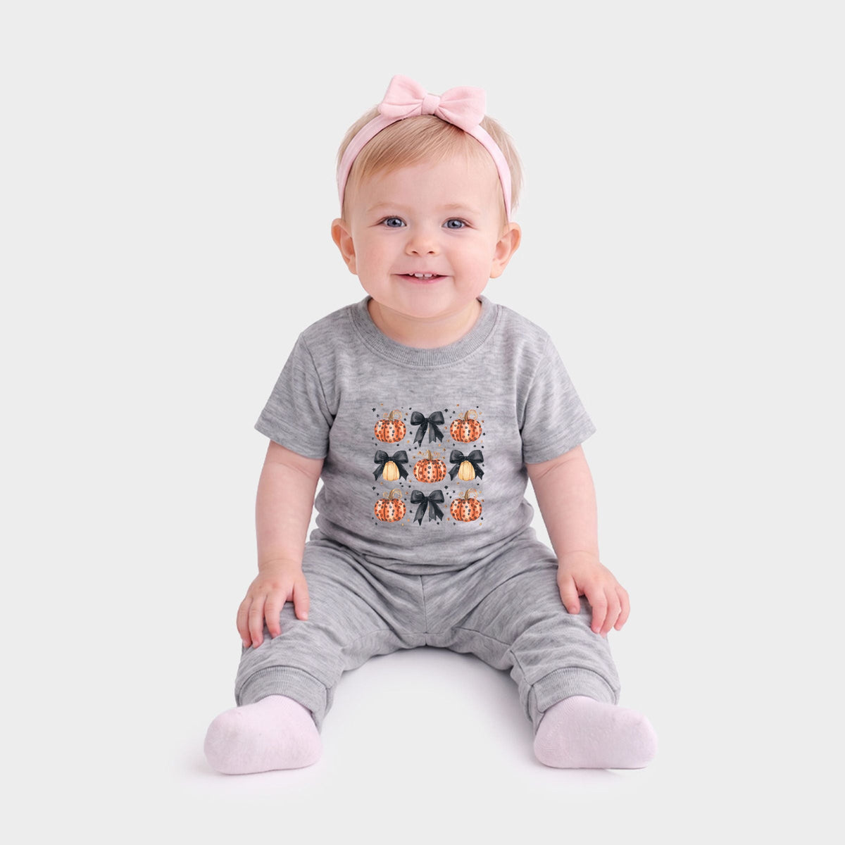 Coquette Black Bow Pumpkin Chart - Infant Jogger Pant Crew Set