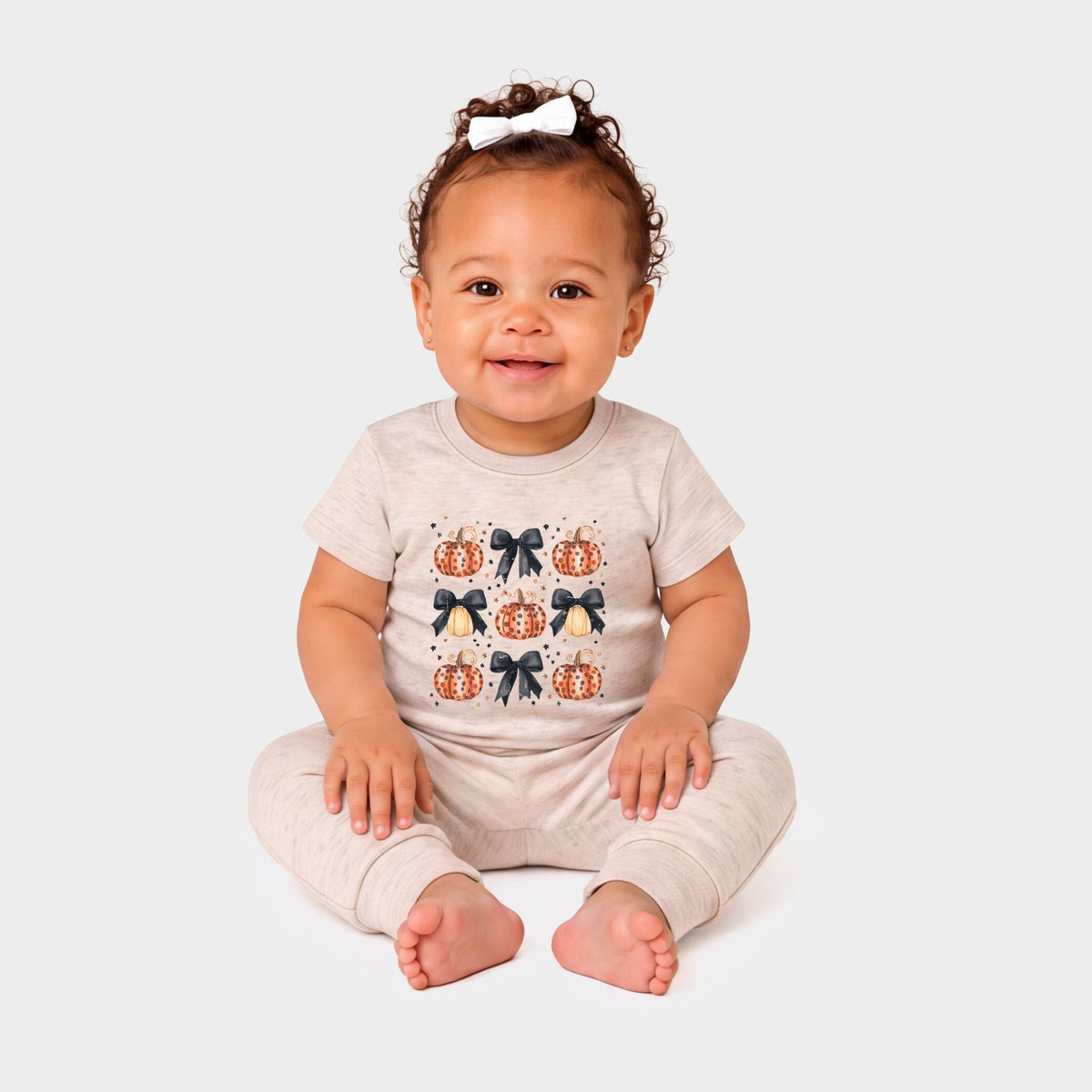 Coquette Black Bow Pumpkin Chart - Infant Jogger Pant Crew Set