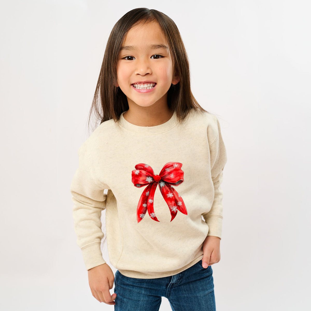 Coquette Christmas Snowflake Bow - Youth Graphic Sweatshirt