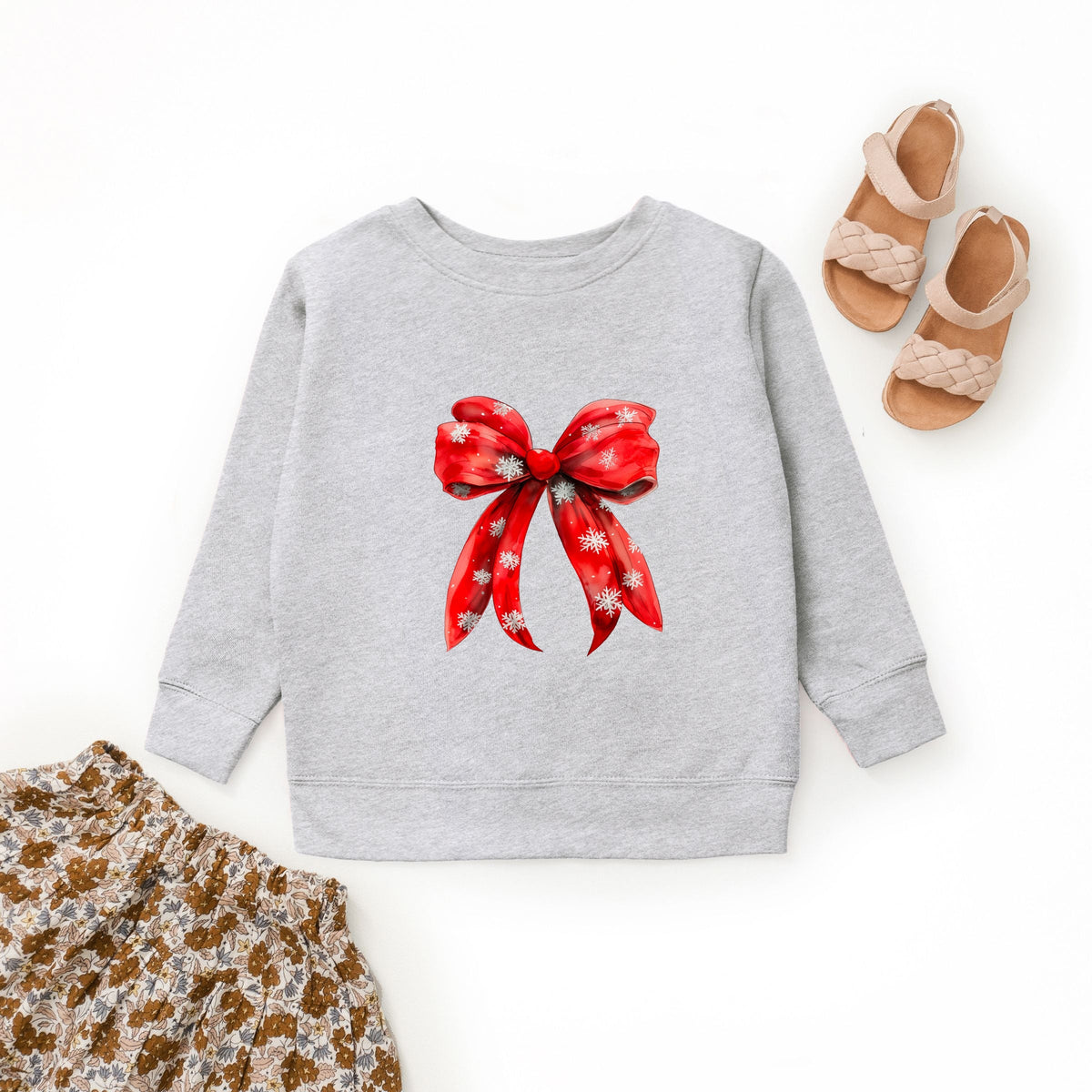 Coquette Christmas Snowflake Bow - Youth Graphic Sweatshirt
