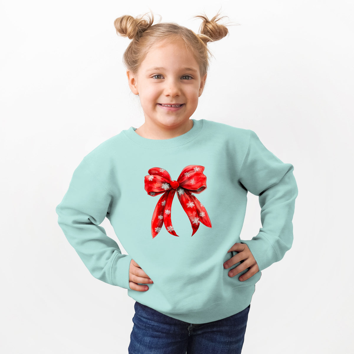 Coquette Christmas Snowflake Bow - Toddler Graphic Sweatshirt