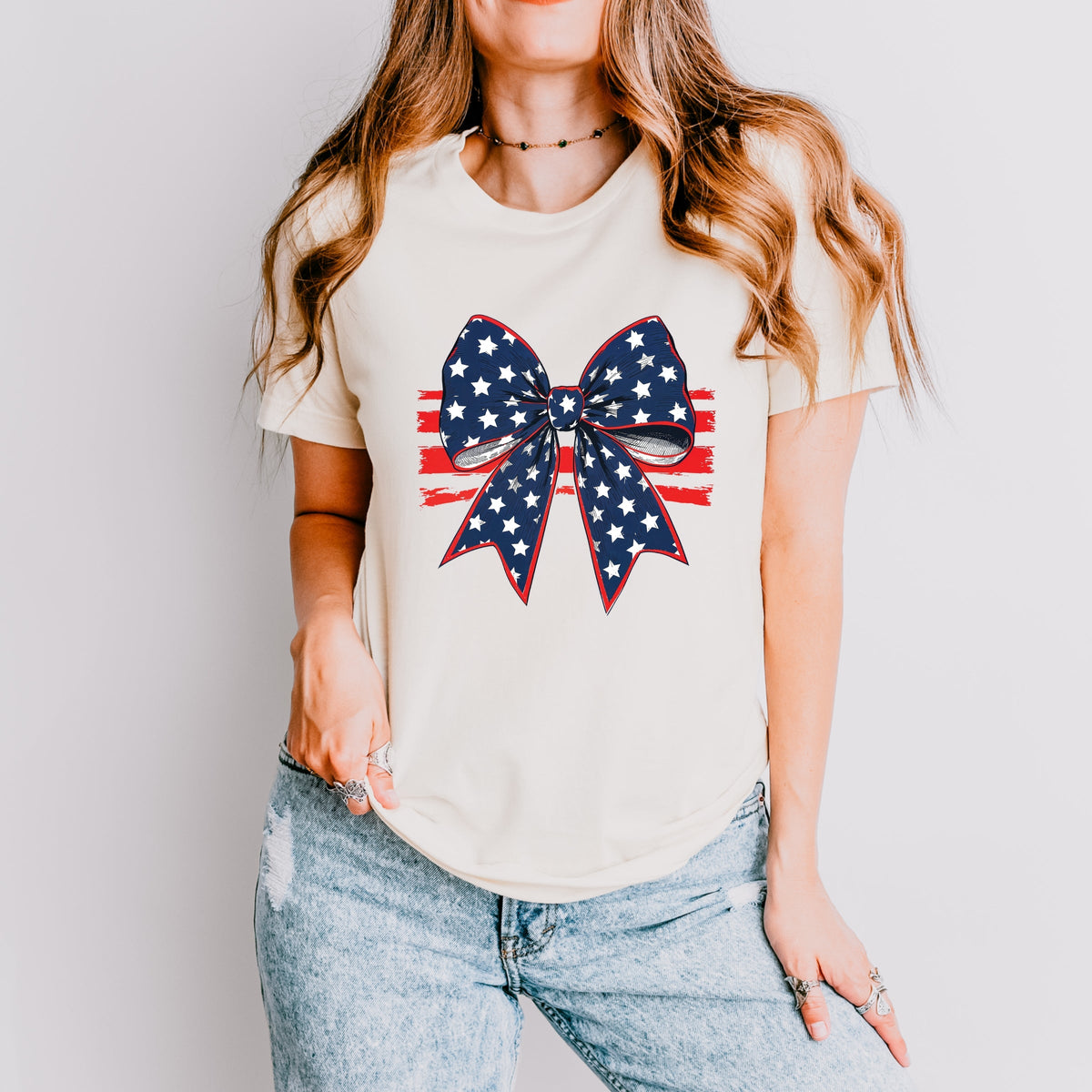 Coquette Patriotic Bow - Women's Short Sleeve Graphic T-Shirt