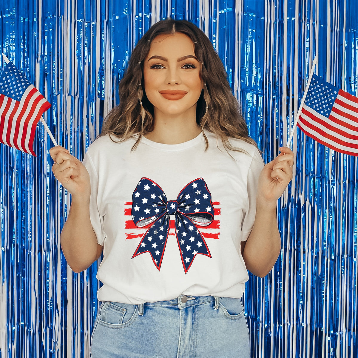 Coquette Patriotic Bow - Women's Short Sleeve Graphic T-Shirt