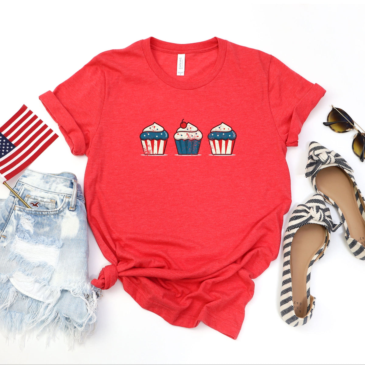 Patriotic Cupcakes - Women's Short Sleeve Graphic T-Shirt