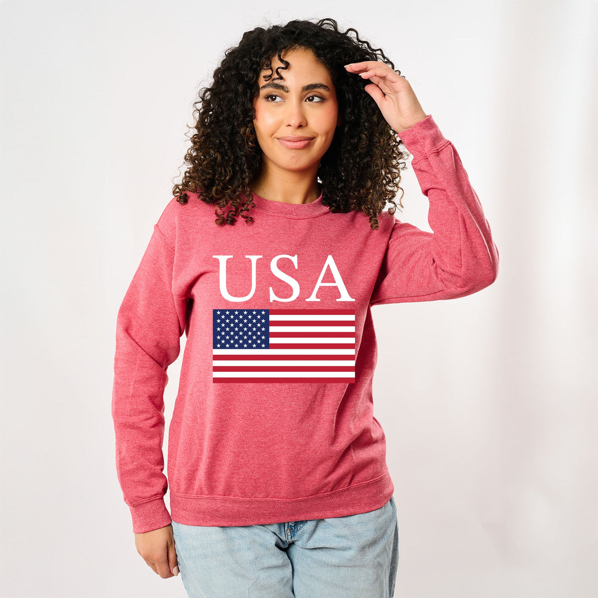 USA Flag Solid - Women's Graphic Sweatshirt