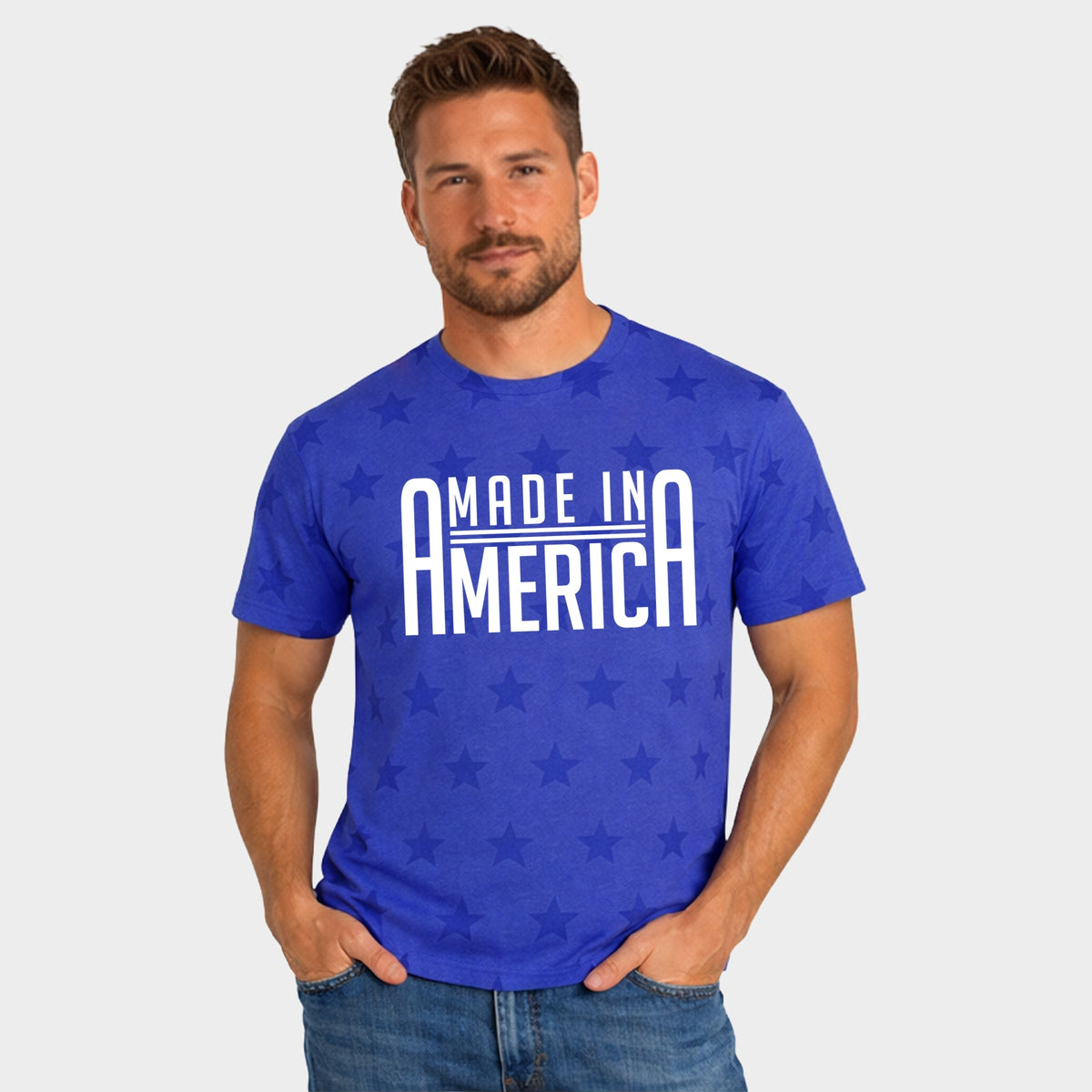 Made In America Rounded - Men's Short Sleeve Star Tee