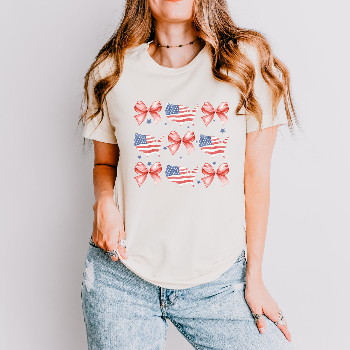 Patriotic America Stacked Coquette - Women's Short Sleeve Graphic T-Shirt