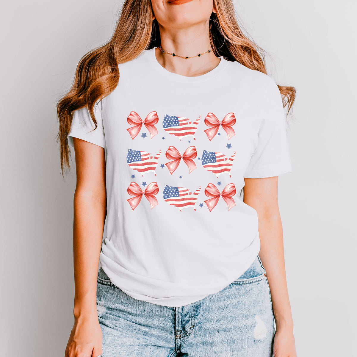 Patriotic America Stacked Coquette - Women's Short Sleeve Graphic T-Shirt