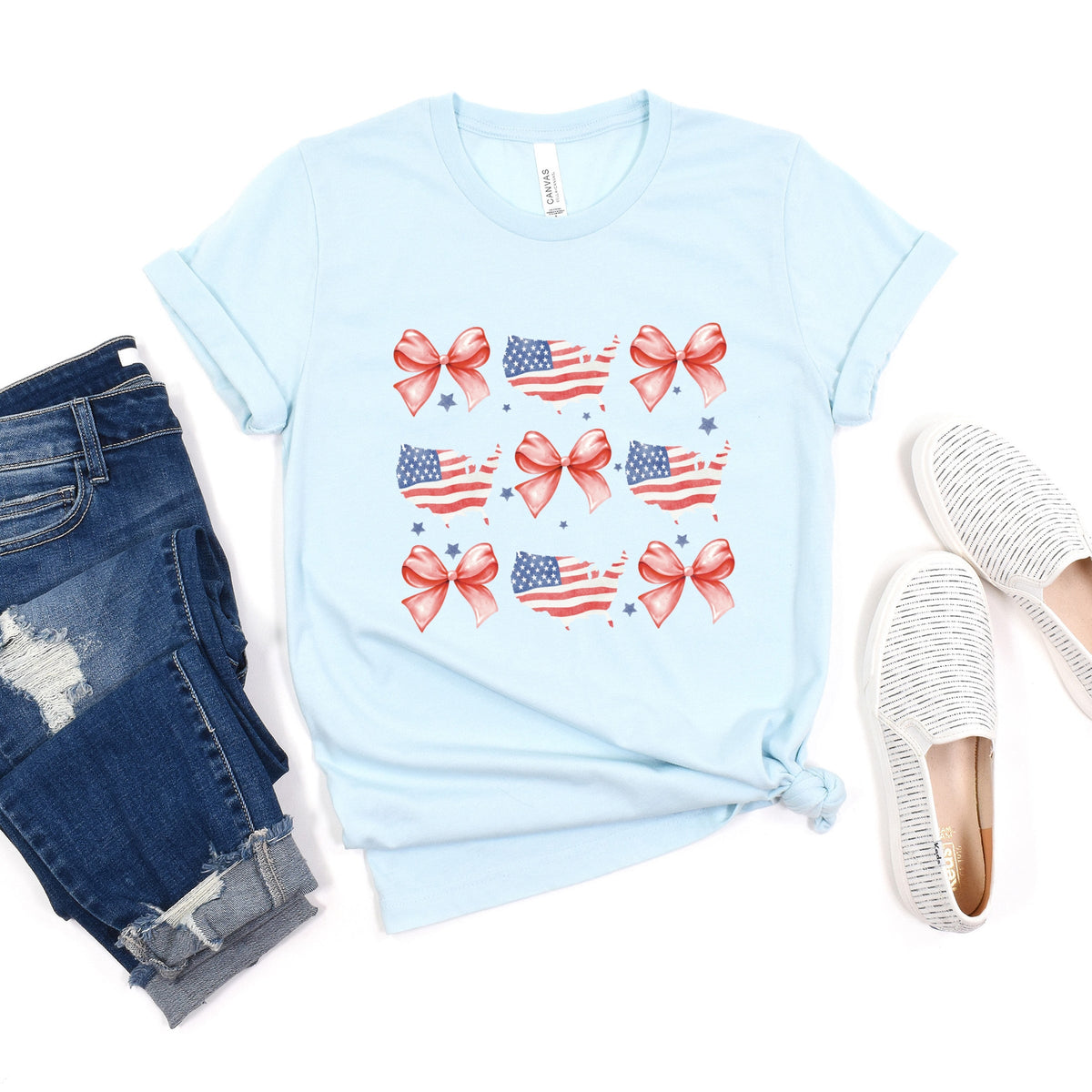 Patriotic America Stacked Coquette - Women's Short Sleeve Graphic T-Shirt