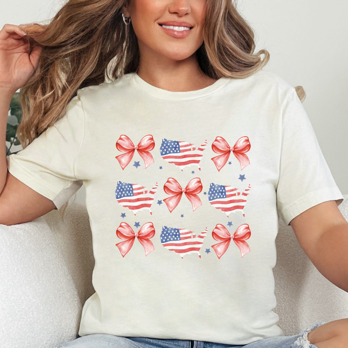 Patriotic America Stacked Coquette - Women's Short Sleeve Graphic T-Shirt