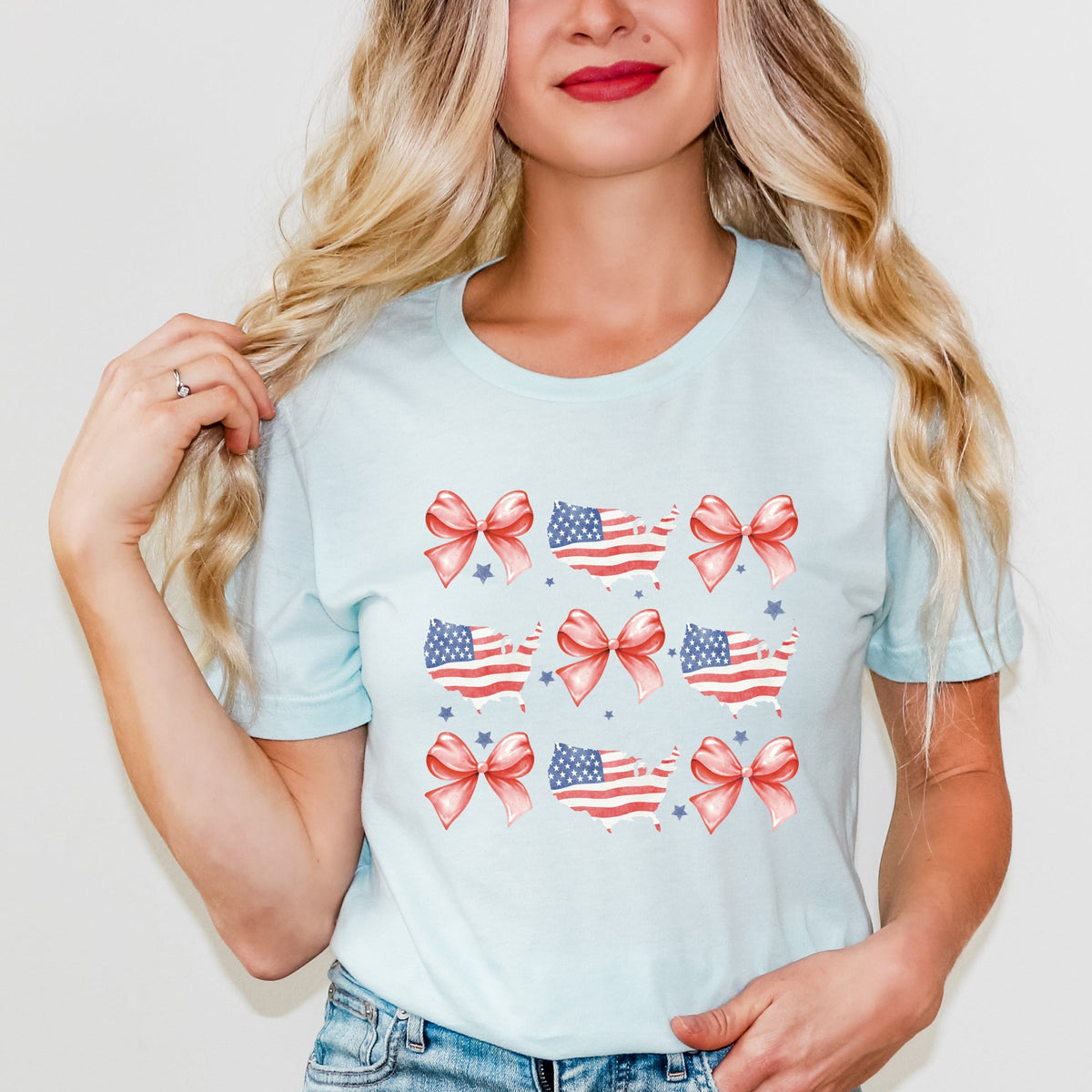 Patriotic America Stacked Coquette - Women's Short Sleeve Graphic T-Shirt