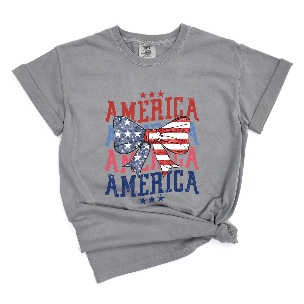 America Wave Stacked Coquette - Women's Garment Dyed Graphic T-Shirt