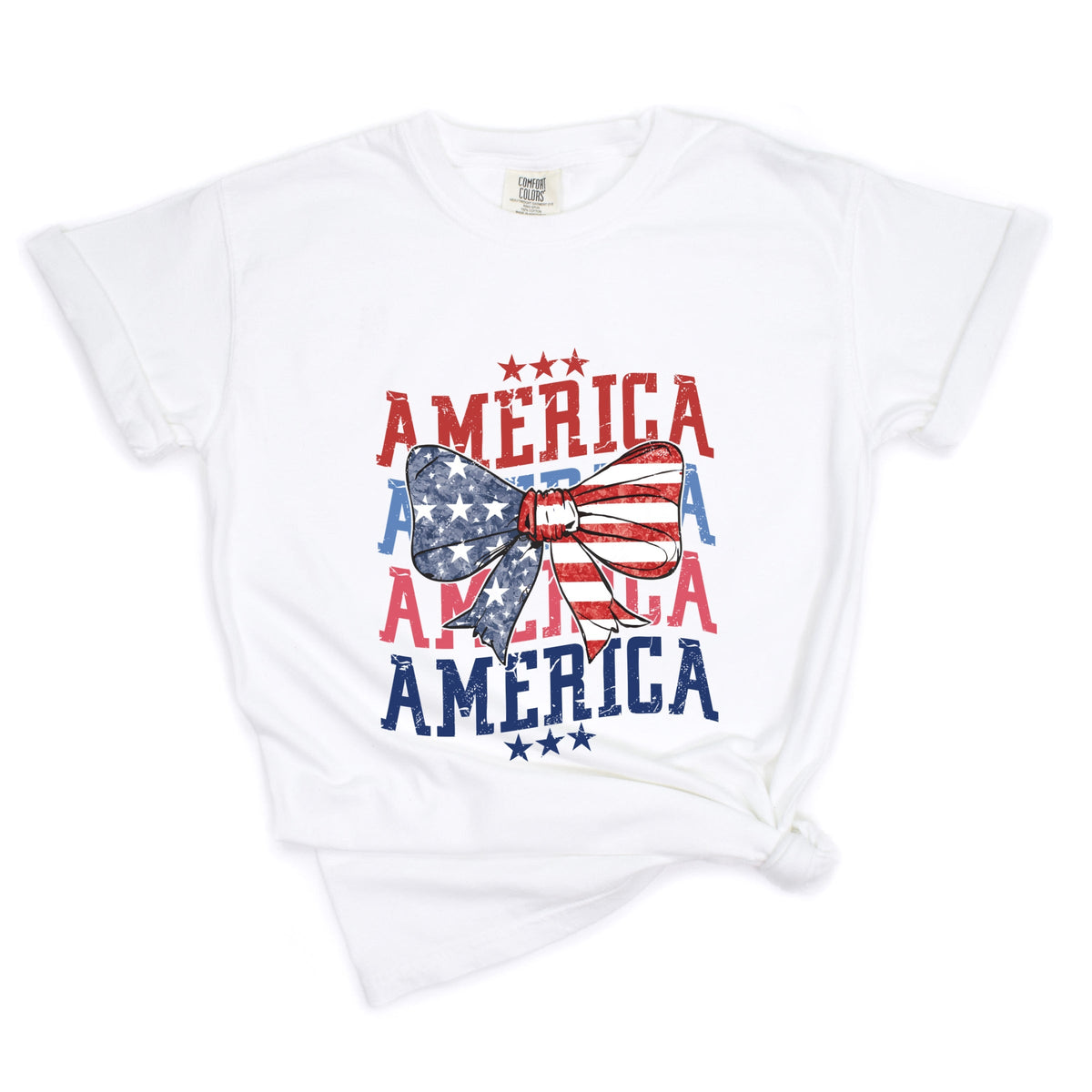America Wave Stacked Coquette - Women's Garment Dyed Graphic T-Shirt