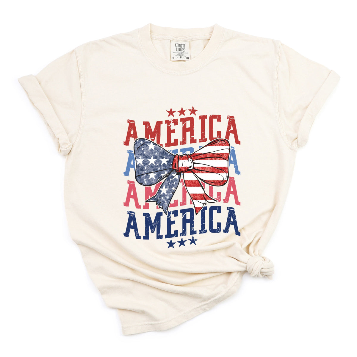 America Wave Stacked Coquette - Women's Garment Dyed Graphic T-Shirt
