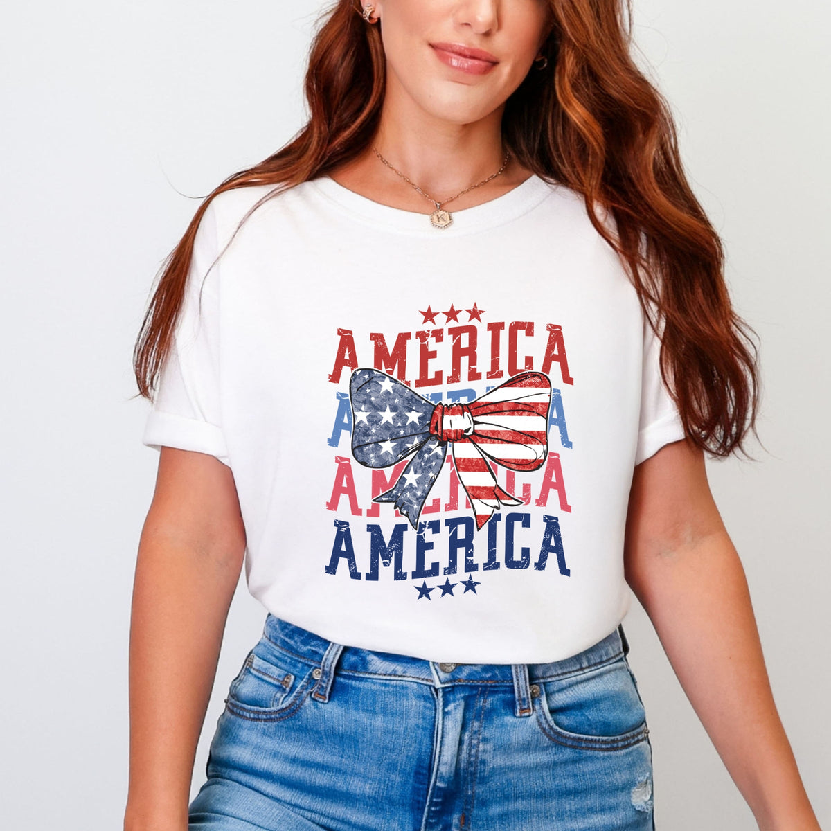 America Wave Stacked Coquette - Women's Garment Dyed Graphic T-Shirt