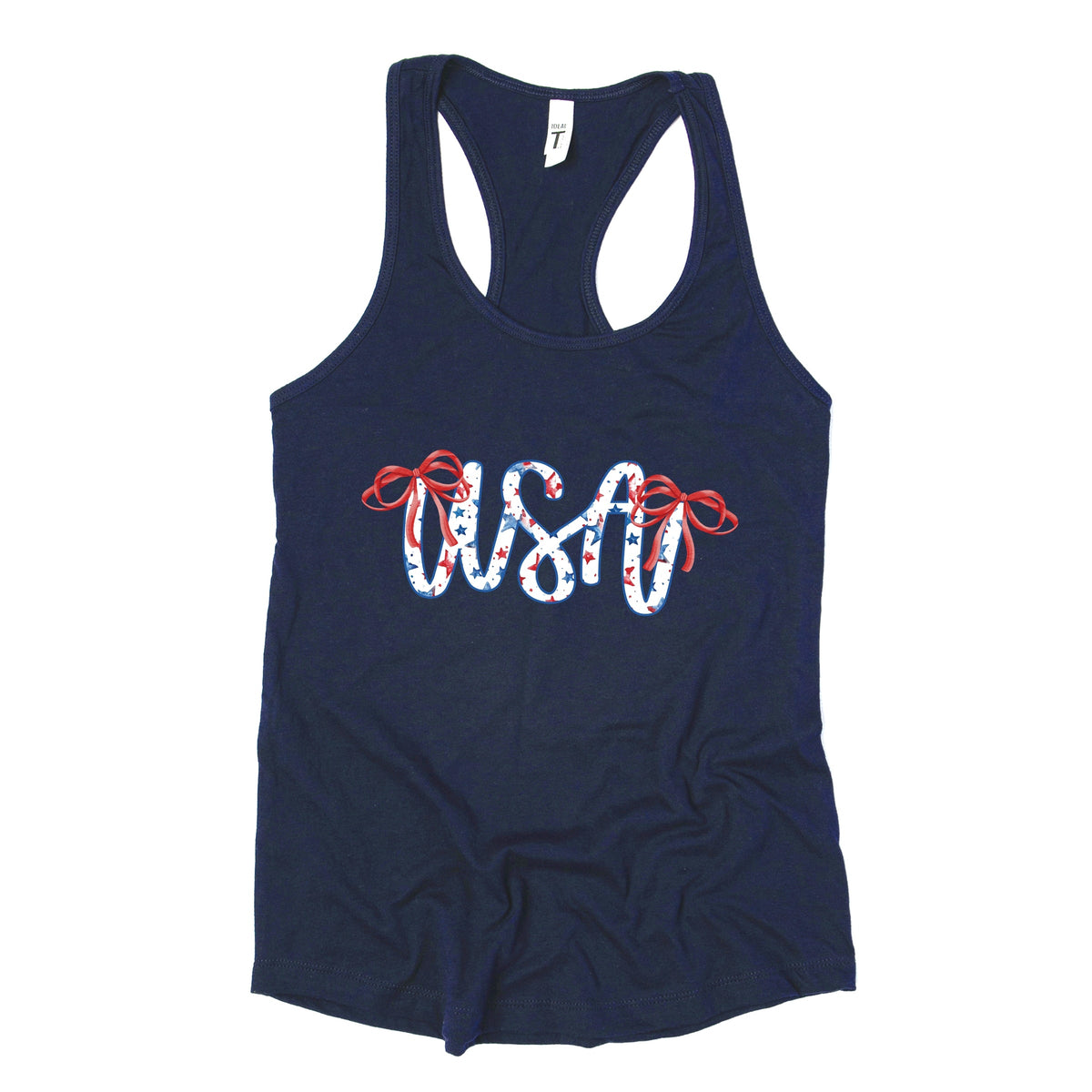 USA Cursive Coquette - Women's Graphic Racerback Tank Top