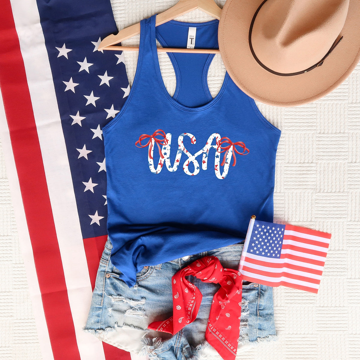 USA Cursive Coquette - Women's Graphic Racerback Tank Top