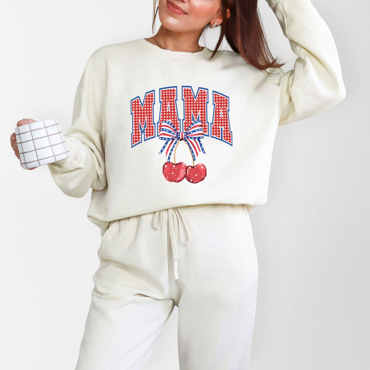 Patriotic Mama Cherries - Women's Lightweight Garment Dyed Sweatshirt