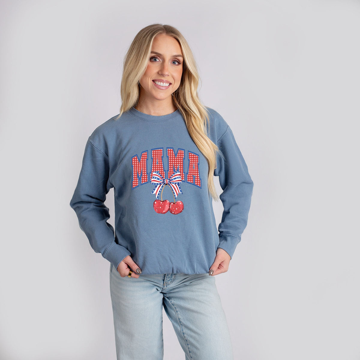 Patriotic Mama Cherries - Women's Lightweight Garment Dyed Sweatshirt
