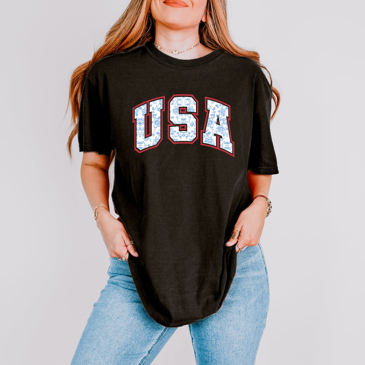 USA Blue Willow - Women's Garment Dyed Tee