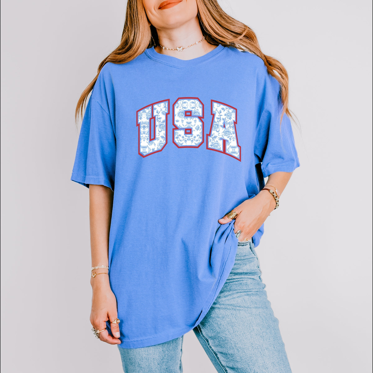USA Blue Willow - Women's Garment Dyed Tee