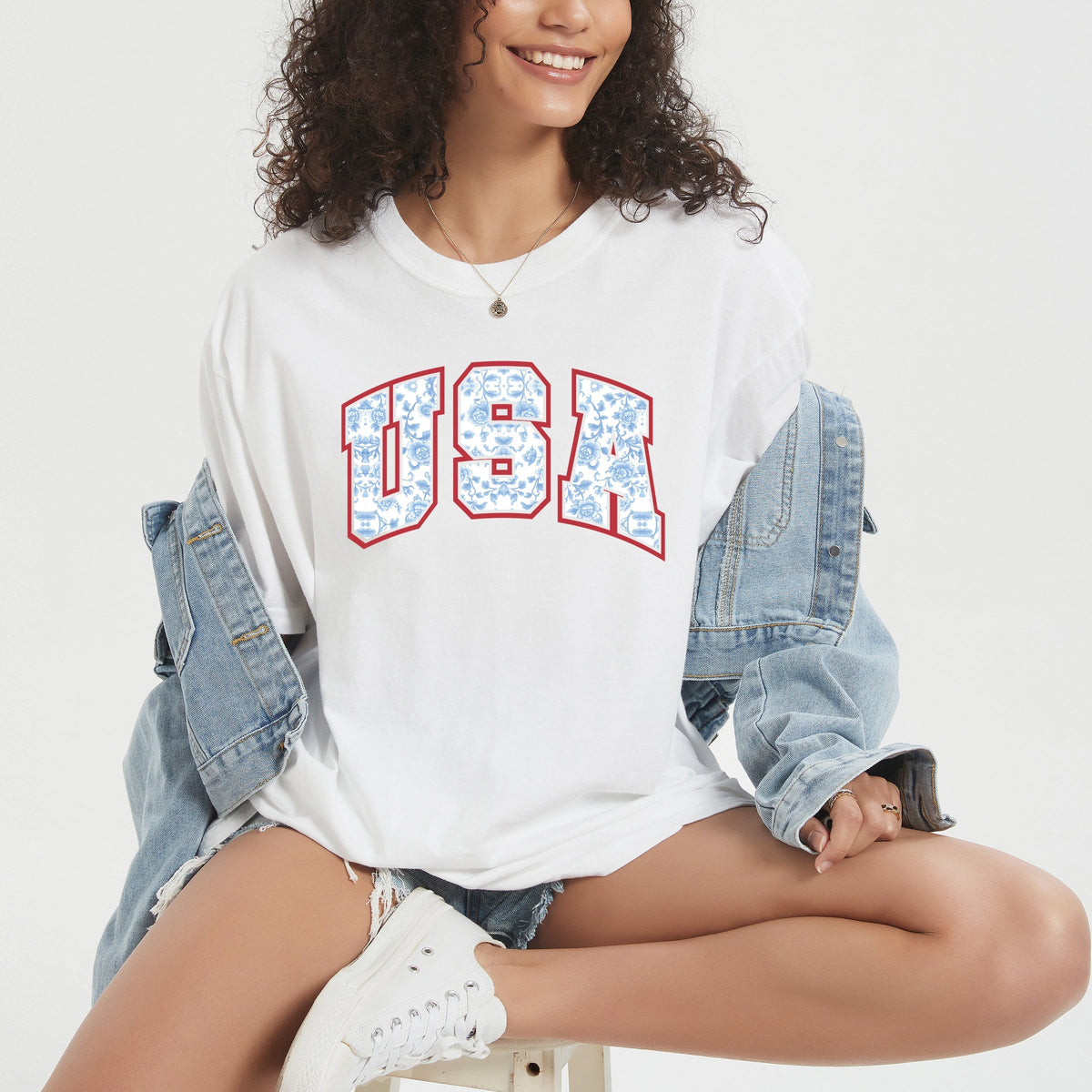 USA Blue Willow - Women's Garment Dyed Tee