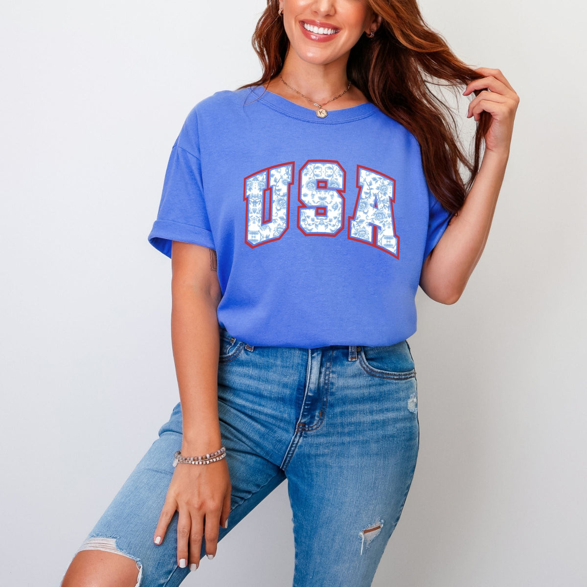 USA Blue Willow - Women's Garment Dyed Tee