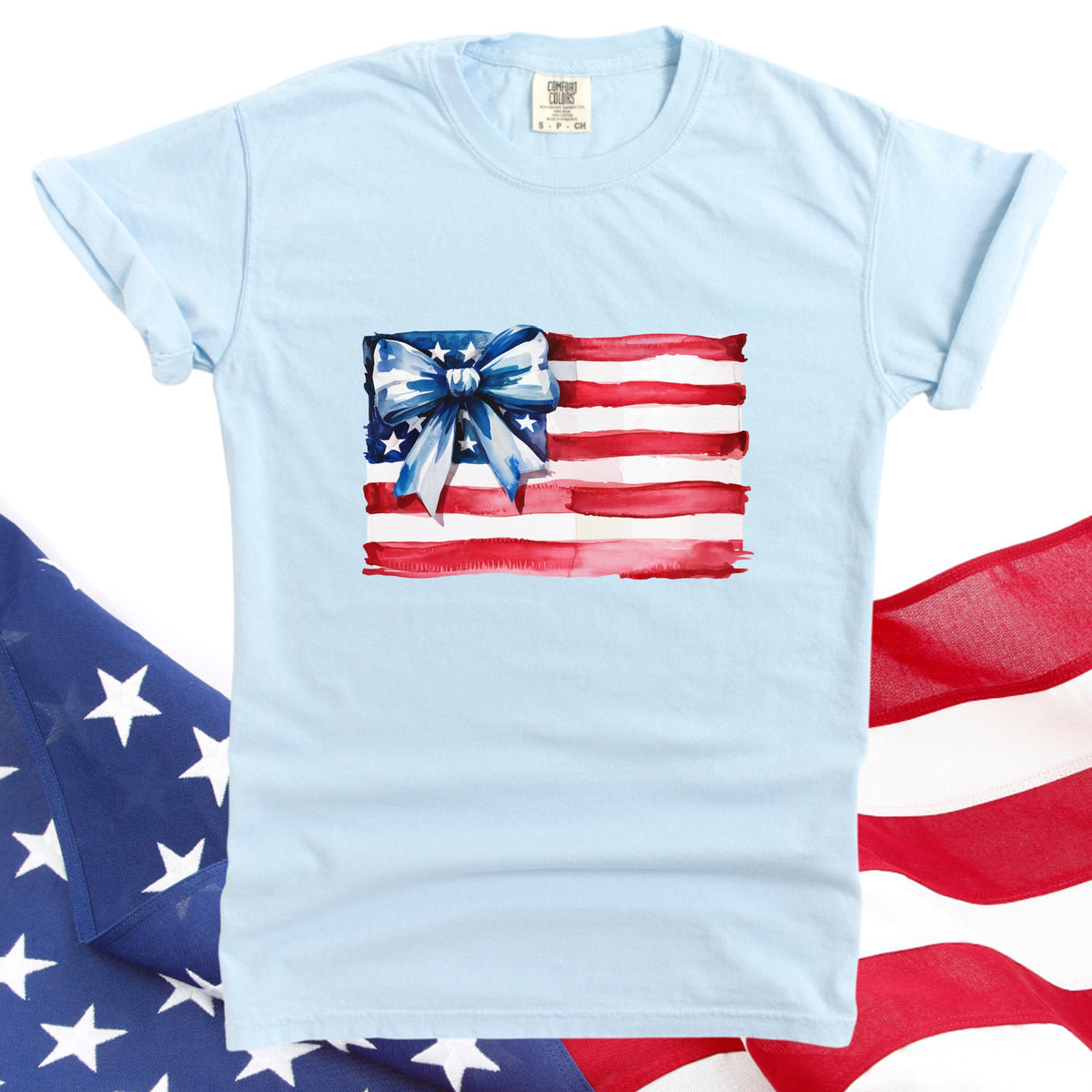 USA Flag Coquette - Women's Garment Dyed Graphic T-Shirt