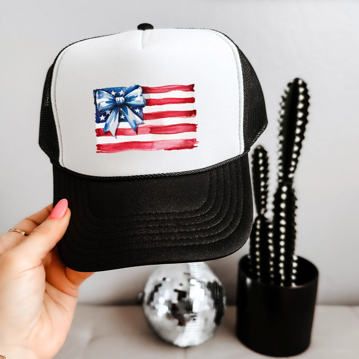 USA Flag Coquette - Youth Graphic Foam Trucker Hat