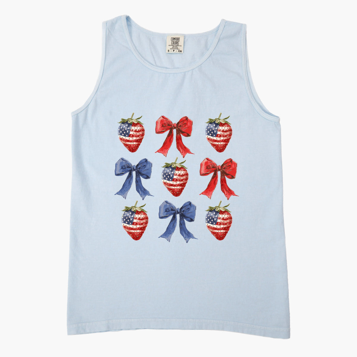 Coquette Bows And USA Strawberries - Women's Garment Dyed Graphic Tank Top