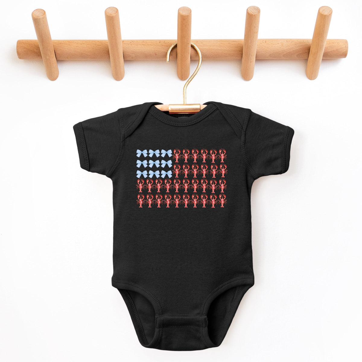 Lobster American Flag Coquette - Baby Short Sleeve Graphic Bodysuit