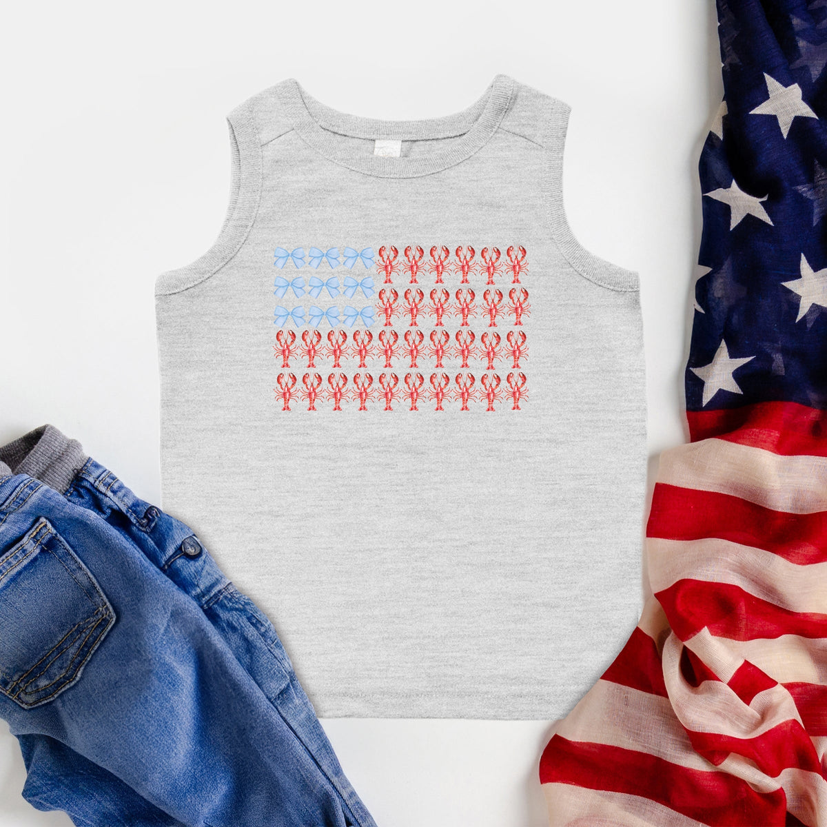 Lobster American Flag Coquette - Toddler Graphic Tank