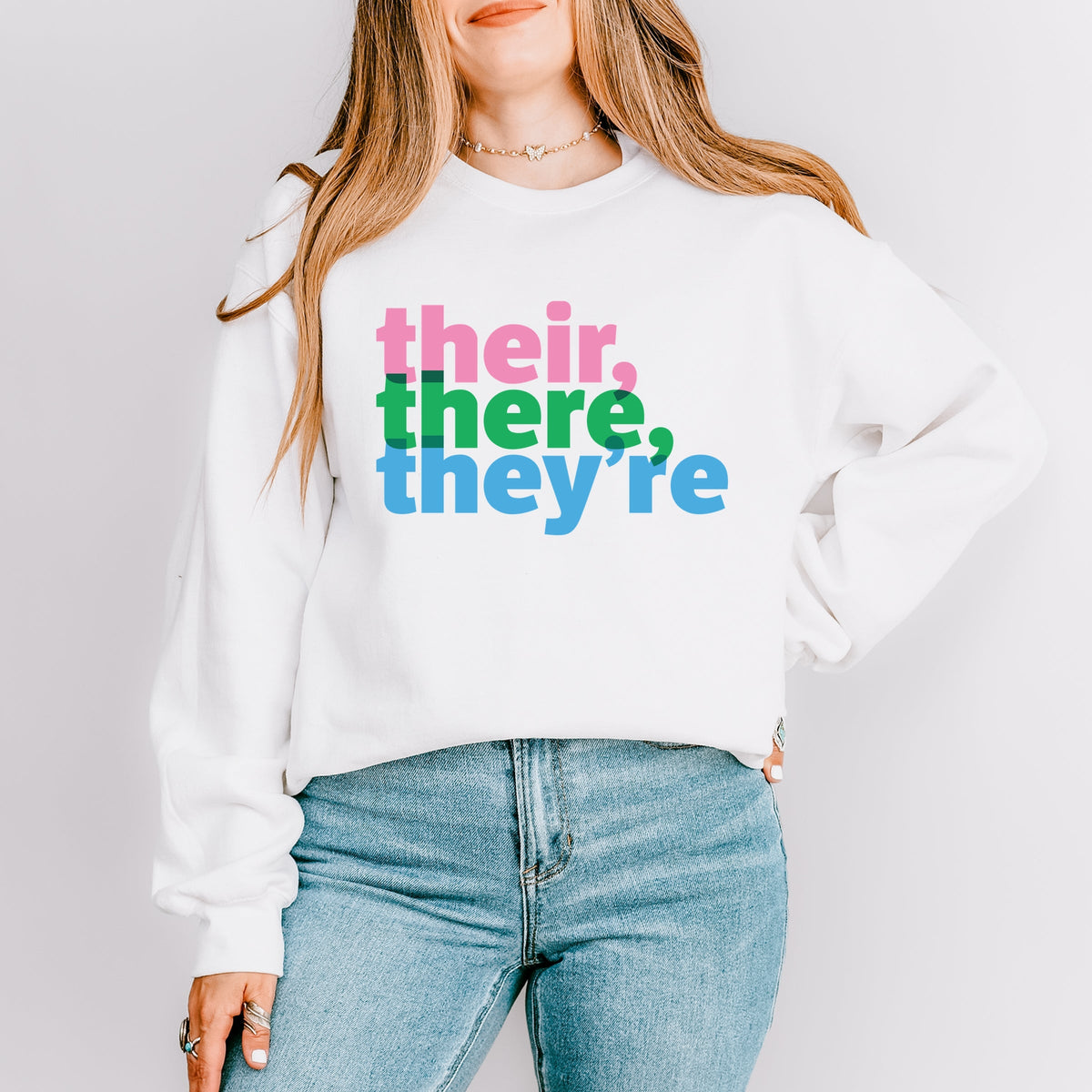 Their, There, They're Colorful - Women's Graphic Sweatshirt