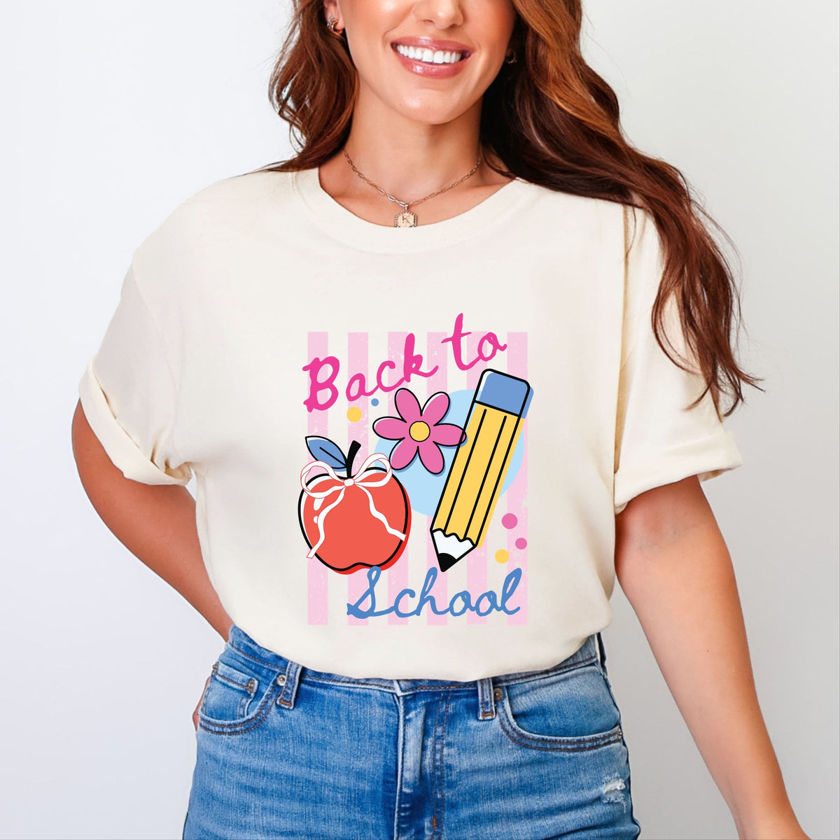 Back To School Stripes - Women's Garment Dyed Graphic T-Shirt