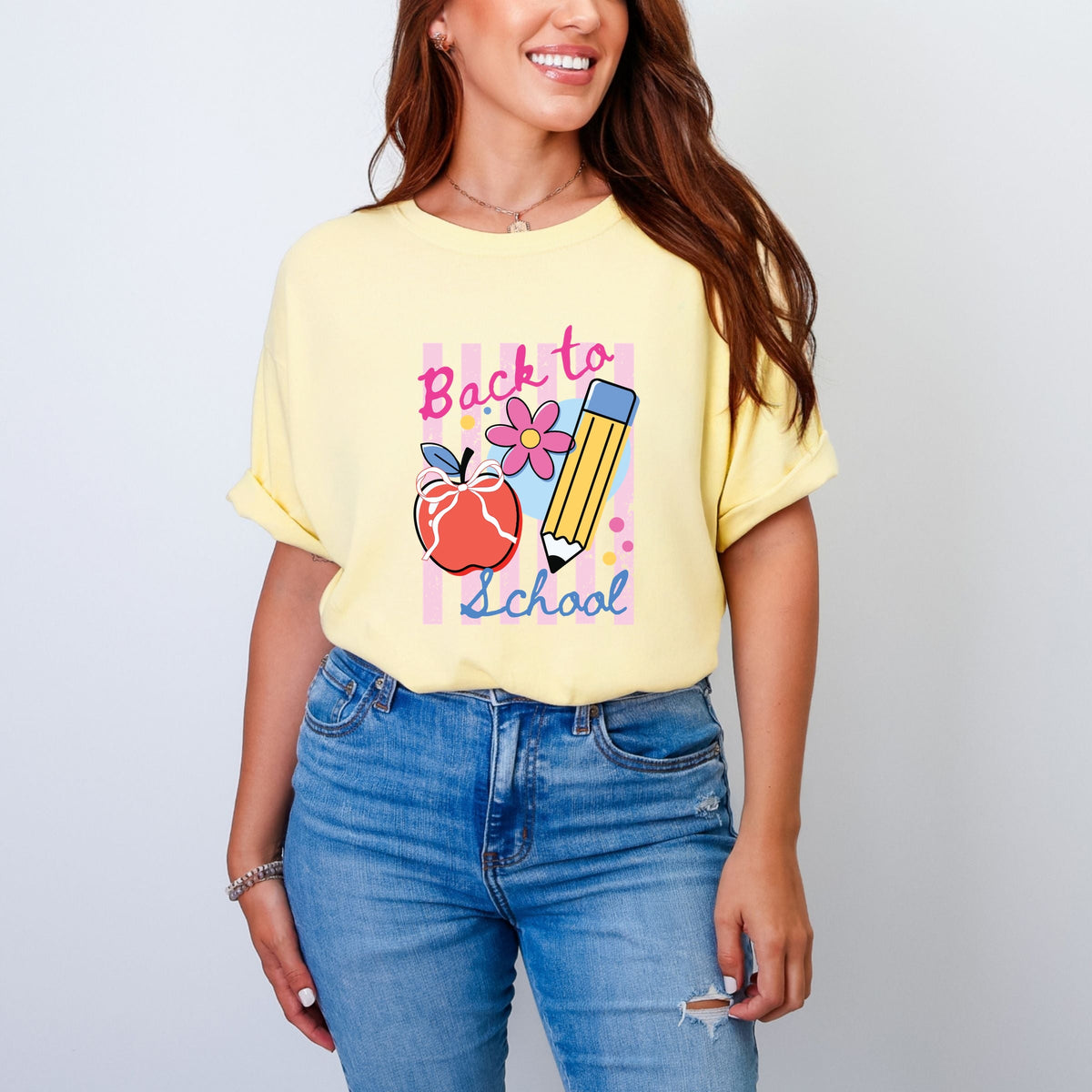 Back To School Stripes - Women's Garment Dyed Graphic T-Shirt
