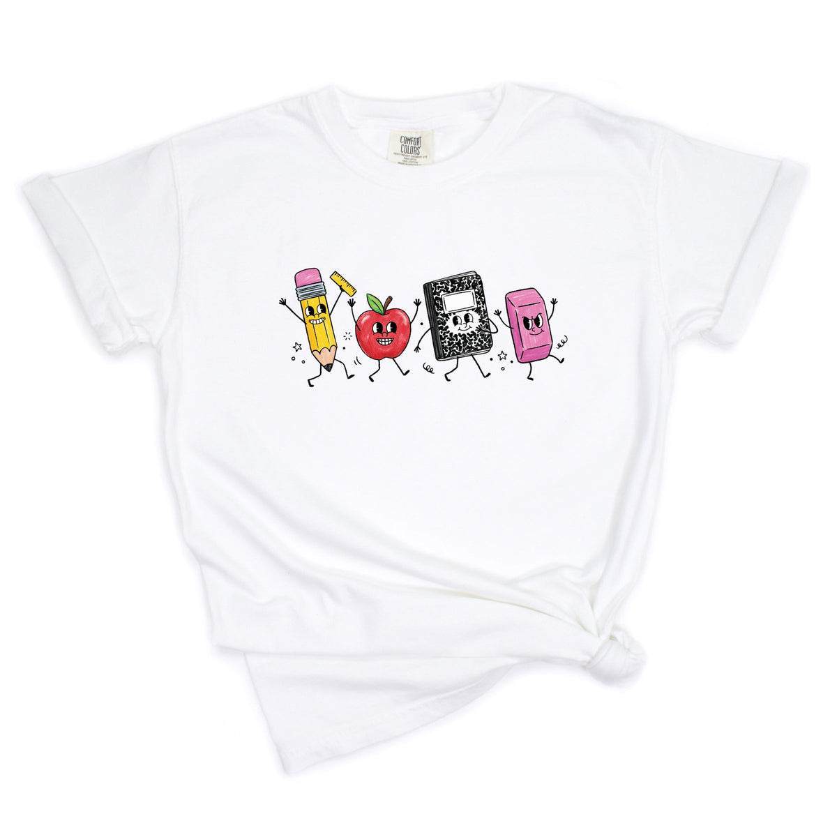 School Icons Stick Figures - Women's Garment Dyed Graphic T-Shirt