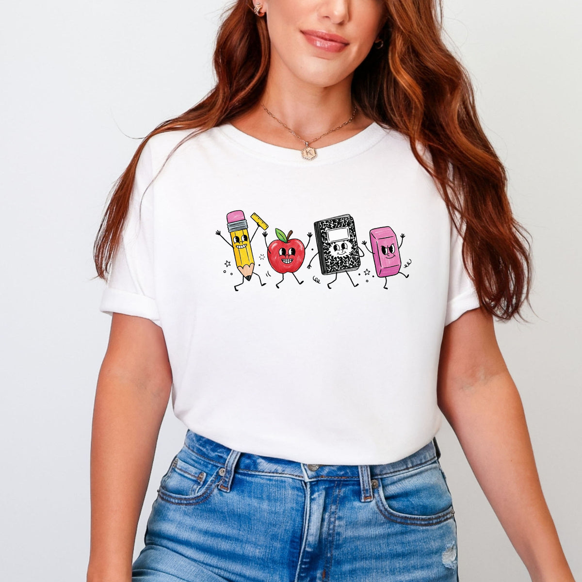 School Icons Stick Figures - Women's Garment Dyed Graphic T-Shirt